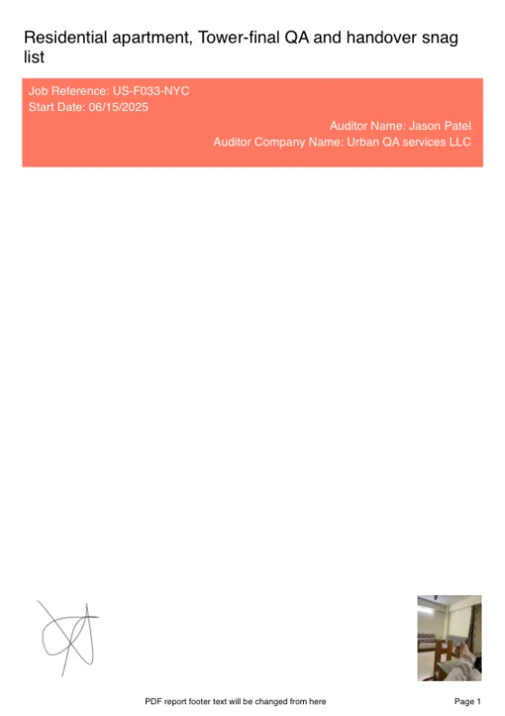Sample PDF site report — theme 2 cover page
