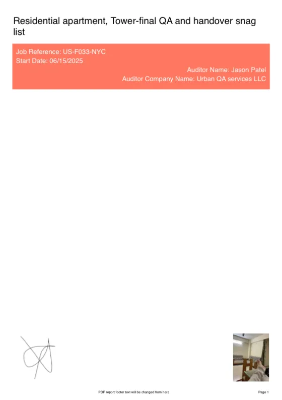 Sample PDF site report — theme 4 cover page